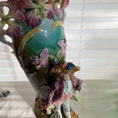 Antique Majolica Figural Vase