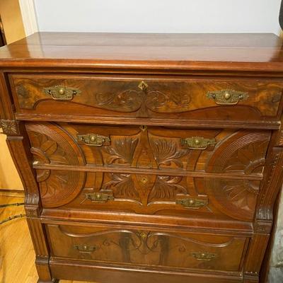 Antique Carved Chest of Drawers,Original Hardware
