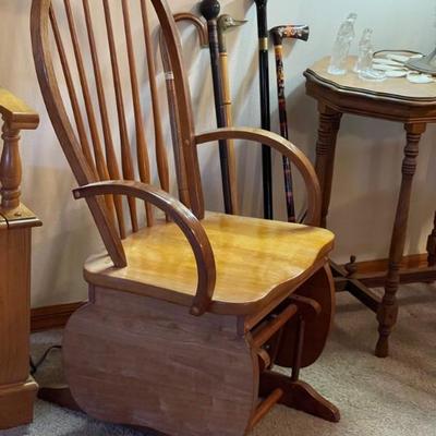 Wooden glider rocking chair