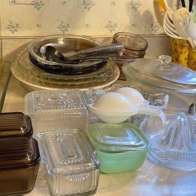 Vintage glass refrigerator containers 