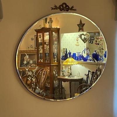 Etched glass wall mirror