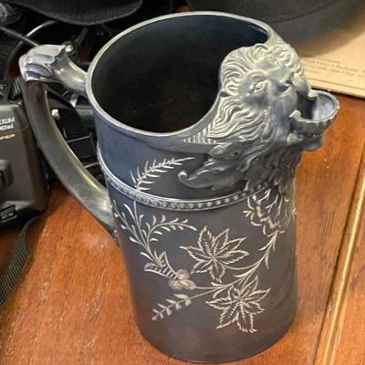 Antique James Tufts Silver plated lion pitcher