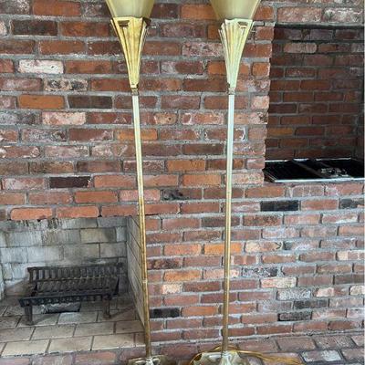 Pair of Gold Art Deco Floor Lamps