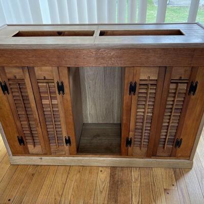 Midcentury Cabinet Planter Box with Louvered Doors