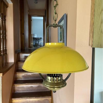 Vintage Midcentury Modern Yellow Enameled Metal Hanging Light Pendant
