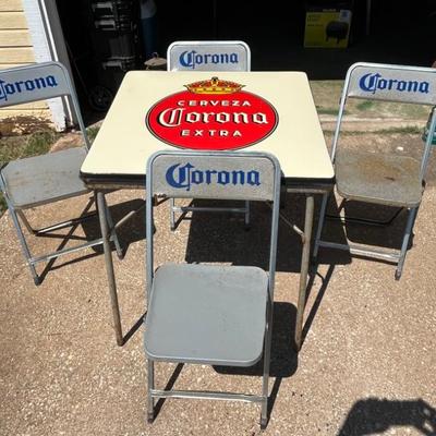 Metal Corona Table and Chiars