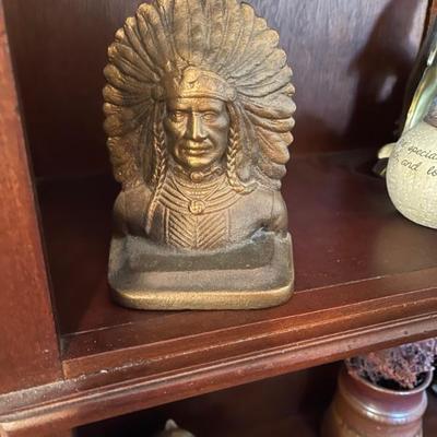 Indian head brass bookends