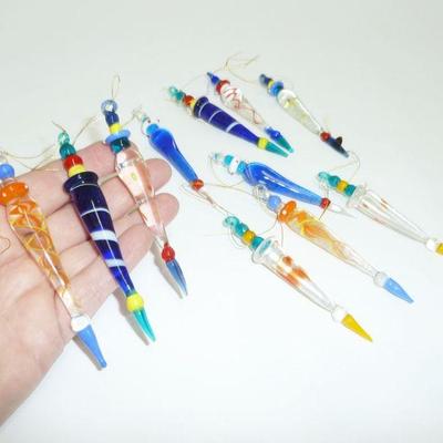 glass icicle ornaments LOT