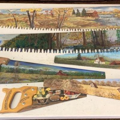 Collection of hand-painted saws