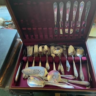 Silver-plate flatware set for 8