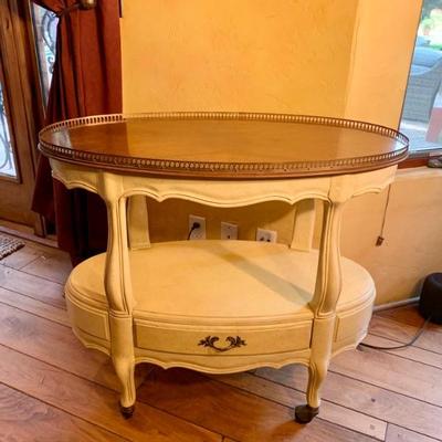 Vintage White Furniture Company 2-Tier Oval Trolley with Gallery Top