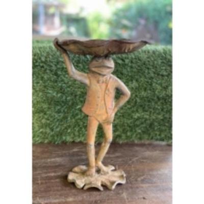 Vintage Cast Iron Frog with Lily Pod Tray
