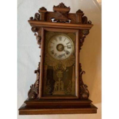 19th C. Renaissance Revival Walnut Case Mantel Clock