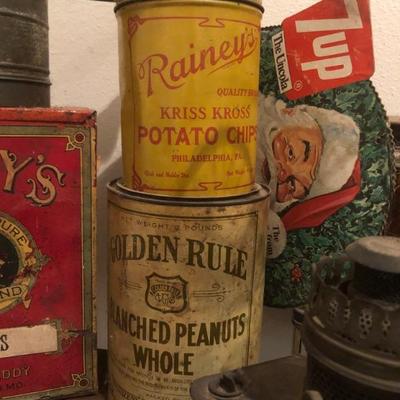 Antique tin Advertising cans