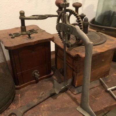 Vintage wooden coffee grinders