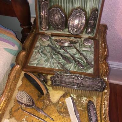 Sterling silver vanity set