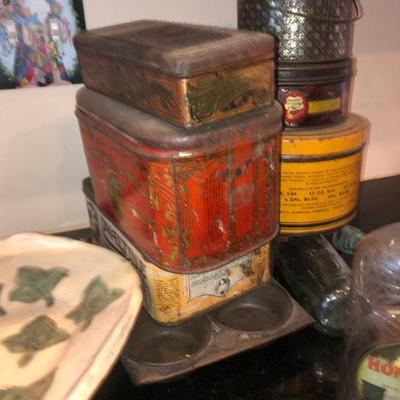 Antique metal tins