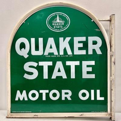 Double Sided Quaker State Motor Oil Sign 