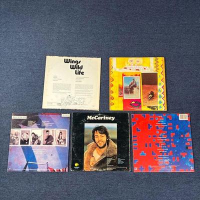 (5pc) PAUL MCCARTNEY ALBUMS  |
Vinyl record albums, including two by Wings: Wild Life and Back to the Egg; plus albums by Paul McCartney,...