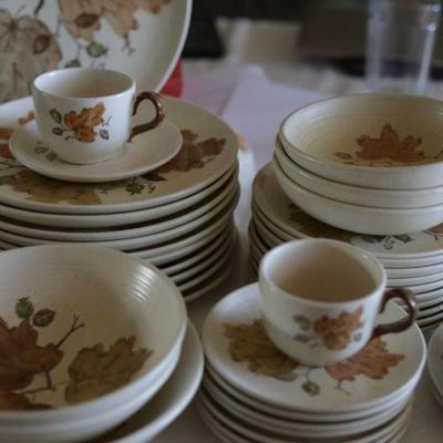 81 piece fall themed china (Poppytrail - Woodland Gold)