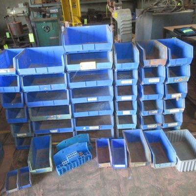 45 ASSORTED PLASTIC BINS POWER WASH THEM AND THEY WILL BE GOOD TO GO
