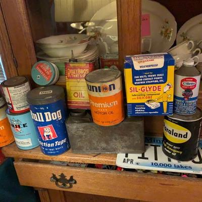 Great selection of oil cans and chemicals