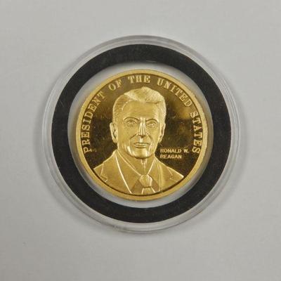 Lot 86: 1985 Ronald Reagan One Troy Ounce Gold Medal.
