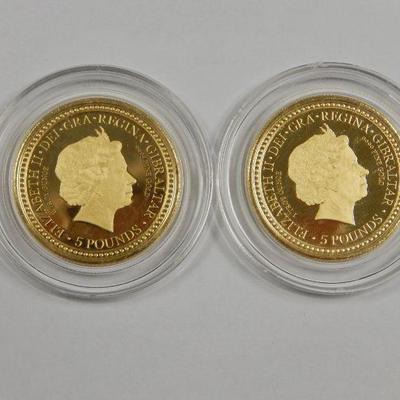 Lot 82: (2) 2018 Gibraltar Elizabeth II 1 Troy Ounce Gold Coins.
