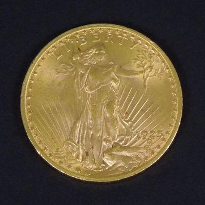 Lot 55: 1923 St. Gaudens $20 Gold Coin.
