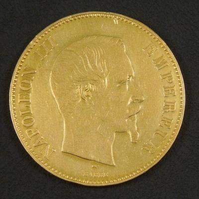 Lot 61: 1857 Napoleon 100 Francs Gold Coin.
