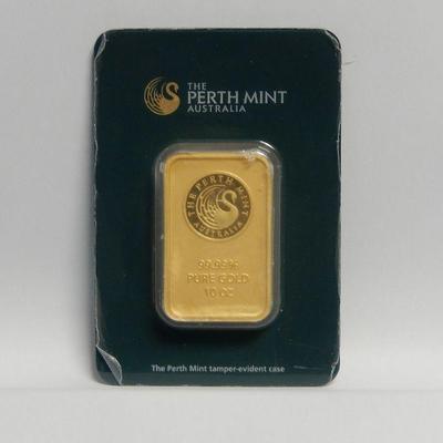 Lot 36: Perth Mint 1 Troy Ounce Gold Bar.
