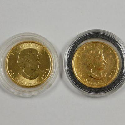 Lot 84: (2) Canada $50 Maple Leaf Gold Coins. 2009 & 2018.

