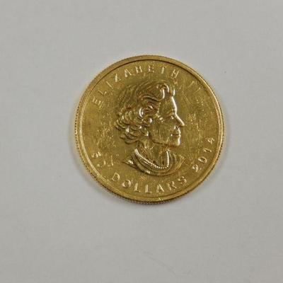 Lot 79: 2014 Canada $50 Maple Leaf Gold Coin.
