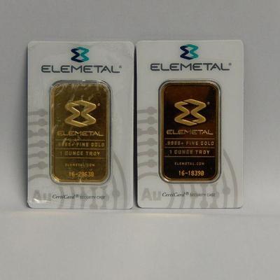 Lot 78: (2) Elemetal 1 Troy Ounce Gold Bars.
