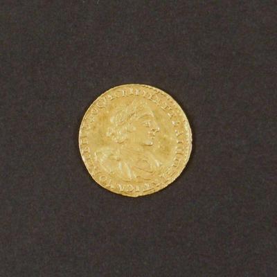 LOT 128: 1723 Russia Peter I 2 Ruble Gold Coin.