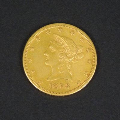 Lot 53: 1893-S Liberty Head $10 Gold Coin.
