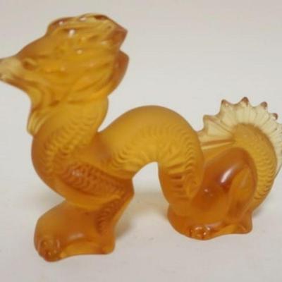 1169	LALIQUE AMBER GLASS DRAGON FIGURE, APPROXIMATELY 4 IN X 3 1/2 IN HIGH
