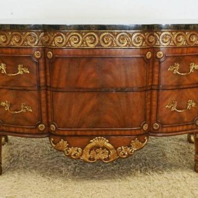 1193	JOHN WIDDICOMB COMPANY 1 DRAWER HALL TABLE WITH METAL MOUNTS AND GALLERY ON LOWER SHELF, LEFT LOWER SECTION MISSING, APPROXIMATELY...