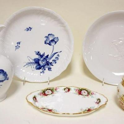 1131	GROUP OF ASSORTED CHINA INCLUDING ROYAL COPENHAGEN PLATTER & PITCHER, ROYAL ALBERT TRAY & 8 NYMPHENBURG 11 1/2 IN BOWLS W/EMBOSSED...