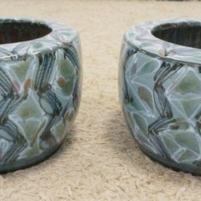 1183	MATCHING PAIR OF DECORATIVE POTTERY PLANTERS, APPROXIMATELY 15 IN X 10 3/4 IN HIGH
