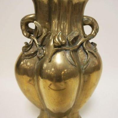 1101	LARGE HEAVY BRASS ASIAN STYLE VASE, APPROXIMATEL 15 IN HIGH
