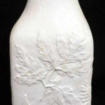 1125	HUTSCHENREUTHER PORCELAIN SQUARE VASE W/EMBOSSED FERNS, APPROXIMATELY 13 IN HIGH
