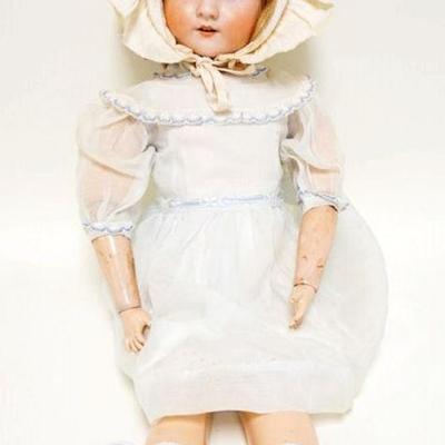 1006	ANTIQUE GERMAN BISQUE HEAD DOLL, SCHOENAU & HOFFMEISTER, APPROXIMATELY 25 1/2 IN HIGH
