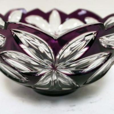1161	AMETHYST TO CLEAR BOWL W/FLORAL DESIGN, APPROXIMATELY 6 IN HIGH
