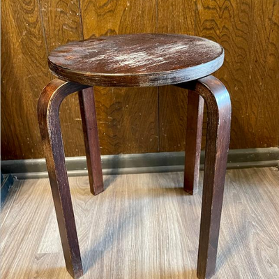 Wood Backless Low Stool
