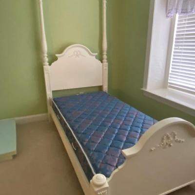 White Twin 4 Poster Bed with Mattress. We have 2. 