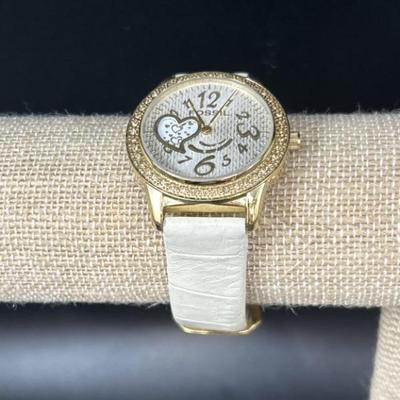 Fossil Watch w/ Heart on Face & White Band