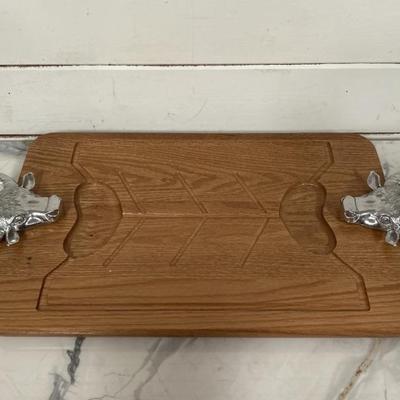 Wood Serving Cheese Board w/ Cow Head Handles