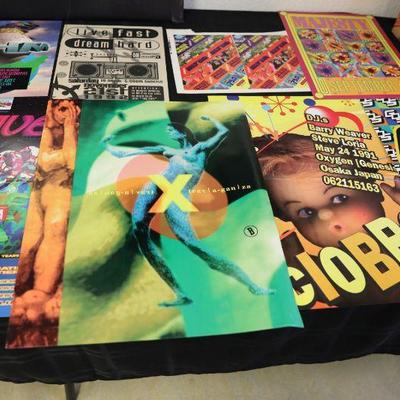 Assorted rave flyers and posters