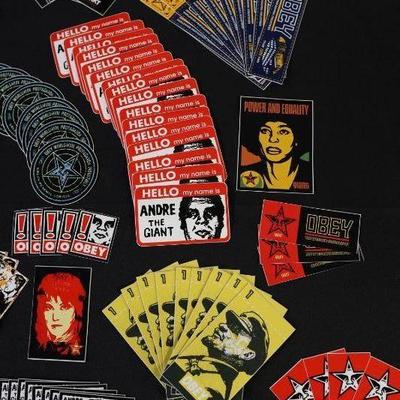 Assorted OBEY Giant stickers, Shepard Fairey